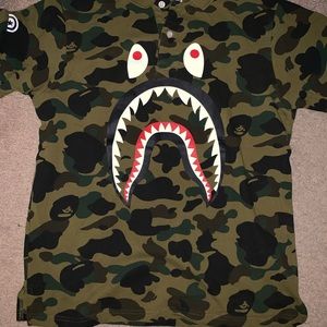 Bape camo green polo shirt